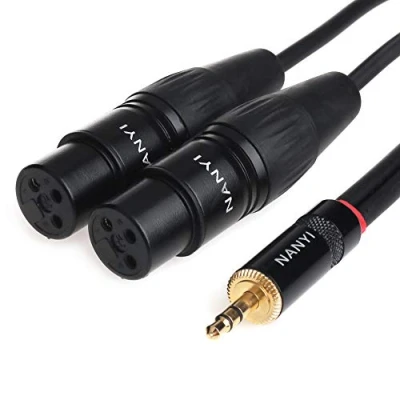 Imagen de NANYI Cable de micrófono Cables conexión XLR a XLR, macho 3 pines Y adaptador DMX 1.5 metros