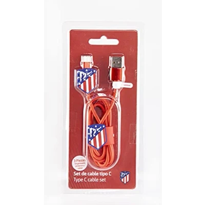 Imagen de FRIENDLY LICENSE Set Cable Tipo C Incluye USB, Organizador y Protector Producto Oficial del Atlético de Madrid