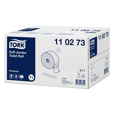 Imagen de Tork 110273 rollos de papel higiénico Jumbo Premium larga duración 2 capas compatibles con el sistema T1, 6 (6 x 1800 hojas)