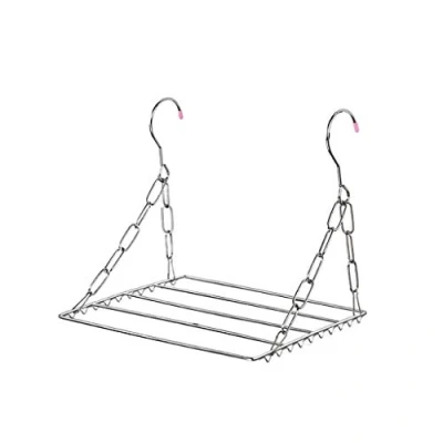 Imagen de Tancyechy Balcón Plegable Zapatero Secador de Ropa Tendedero Acero Inoxidable Interior Estante Secado Plata