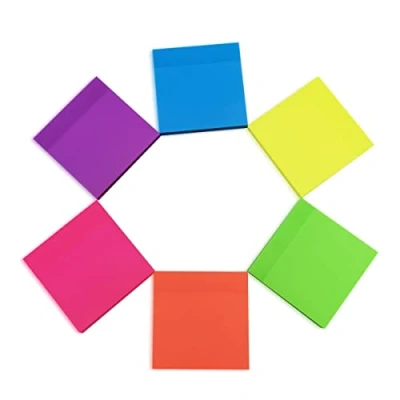 Imagen de Notas Adhesivas,Sticky Notes,Notas Adhesivas Transparentes,6 Colores Surtidos Autoadhesivas,Blocs de Oficina,75 x 75 mm,100 Hojas Por Color