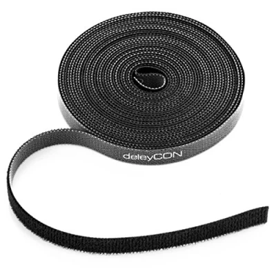 Imagen de deleyCON Rollo de cable velcro con amplia gestión cables 5 meters Negro