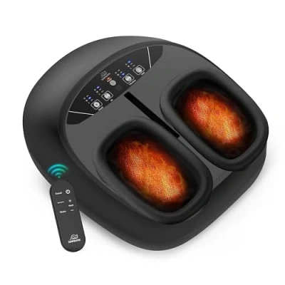 Imagen de Snailax Shiatsu masajeador de pies con control remoto, eléctrico para dolor y circulación, fascitis plantar, amasamiento profundo, compresión, calentador vibración,
