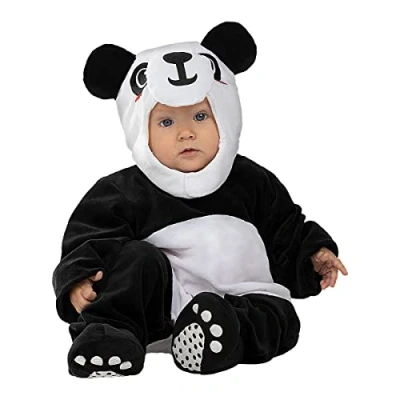 Imagen de Funidelia Disfraz de Oso Panda para bebé Talla 0 6 Meses Animales, Color: Blanco Divertidos Disfraces y complementos Carnaval Halloween
