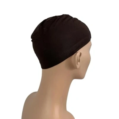 Imagen de LUTTMANN® pelucas de bambú con protección para la cabeza en color marrón oscuro, se puede llevar bajo pelo real, sintético, pañuelos, gorras, turbantes o cascos
