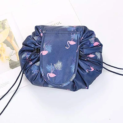 Imagen de Neceser de cosméticos, bolsa maquillaje ONEGenug One Step Organizer Makeup Tasche Kosmetikbeutel für Lazy Damen, Flamenco Azul Oscuro, cosméticos
