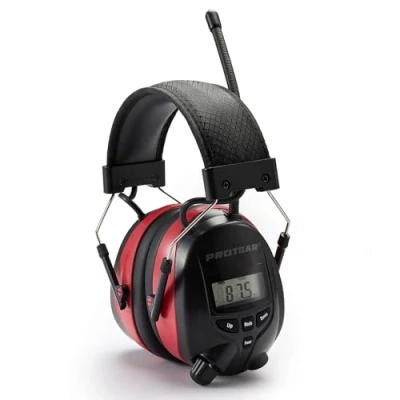 Imagen de PROTEAR Cascos Antiruido Bluetooth, con Radio FM/AM,micrófono integrado,cascos insonorizacion para estudiar, de césped, talleres, carpinteros, SNR 30dB