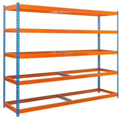 Imagen de Simon Rack 1 Estanterias Metalicas Almacenaje 5 Niveles Sin bandejas Capacidad Carga 400 kg, Azul/Naranja, 2000x1800x450