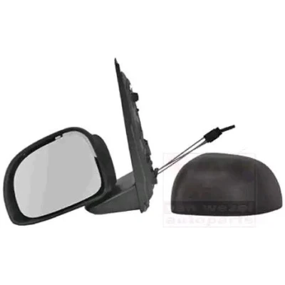 Imagen de espejo retrovisor Van Wezel 1607803 izquierda negro rugoso completo, convexo, para Ajuste manual espejo, por cable