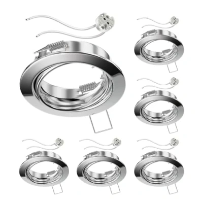 Imagen de ledscom.de 6 piezas marco empotrable en techo FERE cromado orientable (LED/Halógeno/MR16/50mm) incl. toma GU5.3