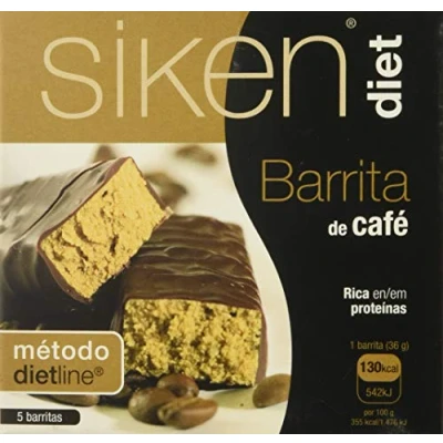 Imagen de Siken Diet Barritas con Cobertura de Chocolate Sabor a Café, Ricas en Proteínas, Ayuda al Control del Peso, Snack Ideal para Picar entre Horas, 130 Kcal por Unidad 5 x 36 g