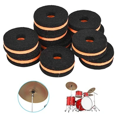 Imagen de RiToEasysports 10pcs Fieltro de platillos Crash Cymbal Clutch Drum Set Soporte Arandela 35 mm Tamaño Negro Naranja