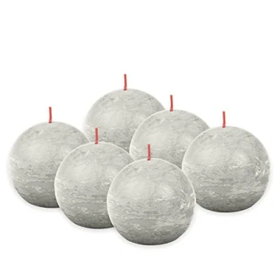 Imagen de BOLSIUS Vela esférica rústica gris claro Diámetro 7,6 cm 6 unidades sin perfume