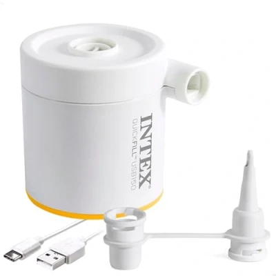 Imagen de Intex, Mini hinchador eléctrico portátil, 150 l/min, USB Tipo A, 2 boquillas y Bolsa Transporte, Pequeño, Compacto Ligero,Hincha deshincha, Hinchables pequeños, Colchones colchonetas (66616)