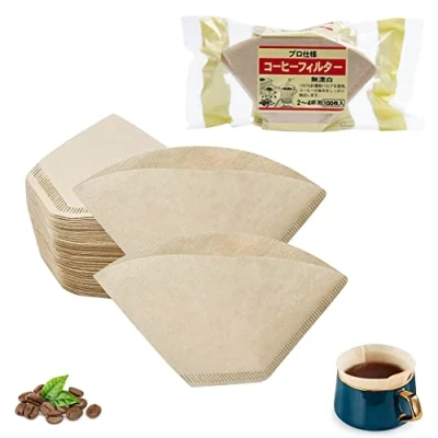Imagen de Filtros de papel para Café,Papel filtro café,100 piezas café 102 sin blanquear, tamaño 102, filtrar café, cono (2 4 tazas)