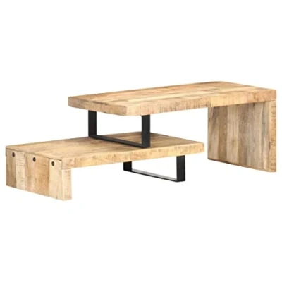 Imagen de vidaXL Set de 2 Mesas Centro Auxiliar Consola Mesita Salón Lateral para Teléfono Té Café Sofá Hogar Sala Estar Madera Maciza Mango