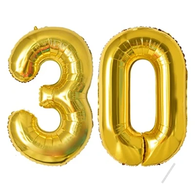 Imagen de Globos de Cumpleãnos Numeros 30 Oro,101 CM Globo Gigantes Grandes Decoracion,Globo Numero 7,Globos Niño Niña Adultos,Vuelan con Helio