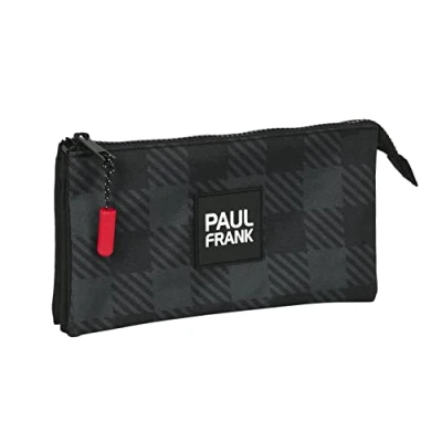 Imagen de Safta Paul Frank Campers Portatodo Triple, Estuche Infantil, Niño, Ideal para Niños de 5 a 14 Años, Cómodo y Versátil, Calidad Resistencia, 22x3x12 cm, Color Negro