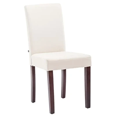 Imagen de CLP Silla De Salón Comedor Ina Acolchada En Tela I Sala Espera con Base 4 Patas Madera, Color:Crema, Color del Marco:Cappuccino