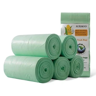 Imagen de AURMOO 150 Bolsas de Basura Bio, 25L Bolsa Residuos Orgánica, Cocina, Bio Basura, Biológicas(W50xH60cm,Verde)