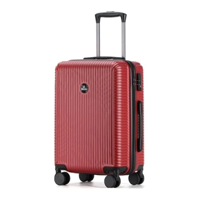 Imagen de Blade juego de 3 maletas rígidas con ruedas, equipaje mano ABS + PC candado TSA, 4 ruedas giratorias, viaje, Rojo vino., M (Handgepäck), Maleta