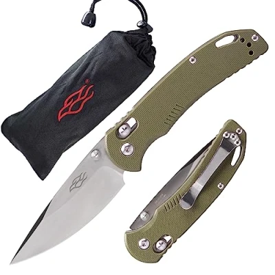 Imagen de Firebird GANZO F753M1 GR Cuchillo plegable de bolsillo Hoja acero inoxidable 440C G 10 Mango antideslizante con clip Camping Pesca Carpeta al aire libre EDC (Verde)