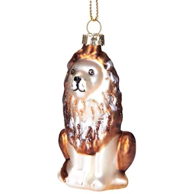 Imagen de BRUBAKER León Bola de Cristal Pintado a Mano Boca Soplada Figuras Decoración del arbol Navidad Divertida Colgante 12 cm