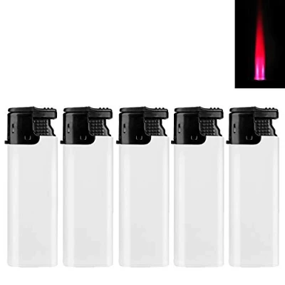Imagen de Sepilo Calidas Mechero de gas con llama turbo, recargable, resistente al viento (5 mecheros), color blanco
