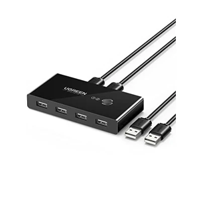 Imagen de UGREEN Switch USB 2.0, Conmutador 2 Entradas y 4 Salidas, Ladron con Cable para Compartir Dispositivos de Teclado, Ratón, Memorias USB, Disco Duro, Impresoras, Escáneres, etc.