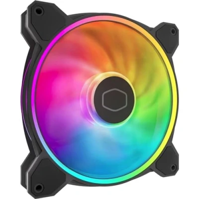 Imagen de Cooler Master MasterFan MF140 Halo² ventilador de doble anillo ARGB Gen 2 LED, 120 mm 1600 rpm PWM dinámico, aspas ampliadas, marco híbrido para carcasa PC, enfriador líquido y
