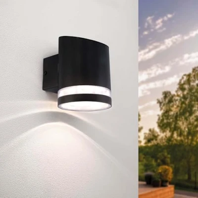Imagen de Ledvion Elara, Lámpara de pared solar, negro, interior y exterior, impermeable, 3000K, 150 lúmenes, luz recargable