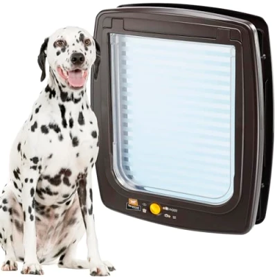 Imagen de Ferplast Puerta para Perros Grandes Swing 15 Gatera, Instalación Universal, Entrada y Salida controlables 4 vías, Protección contra Corrientes de Aire, Túnel Completo, Marron