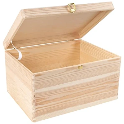 Imagen de Creative DECO XXL Grande Caja Madera para Decorar con Tapa y Cierre 40 x 30 24 cm (+/ 1cm) Cofre Decoración Decoupage Navidad Almacenaje Objetos, Juguetes, Papeles EN Bruto SIN LIJAR