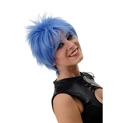 Imagen de WIG ME UP BLUE144 T4043 Peluca para mujeres pelo corto erizado mechones salvajes los años 80 wave punk color azul