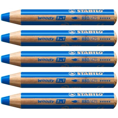 Imagen de Lápiz de Color multifunción STABILO Woody 3 en 1 Caja con 5 unidades azul