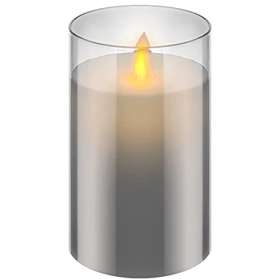 Imagen de goobay 60371 Vela LED de cera real en vidrio / 12,5cm altura/Velas sin llama con móvil/Velas a pilas/Decoración mesa LEDs/Velas temporizador
