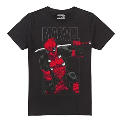Imagen de Marvel Espada Deadpool Camiseta, Negro, M para Hombre
