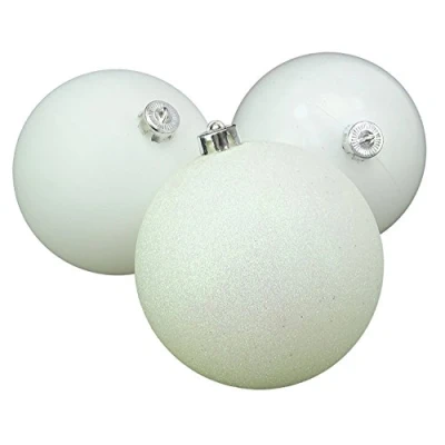 Imagen de Christmas Concepts Adornos Extra Grandes de 3 150 mm Diseño Brillante, Mate y Brillante Decoraciones navideñas (Blanco)