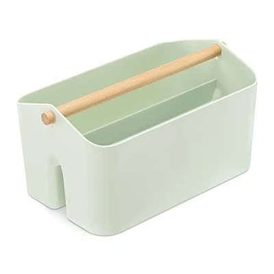 Imagen de Navaris Cesta organizadora con asa Caja 2X Organizador para Productos de baño Limpieza Cocina Fregadero Botellas 26,5 x 16,5 15 cm Verde