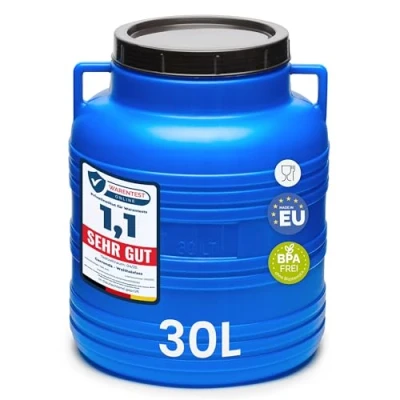 Imagen de Garronda Barril de Lluvia Garrafa Agua 30 litros en plástico HDPE, depósito Agua, Ideal para almacenar y Alimentos, encurtidos, jardín GD 0078