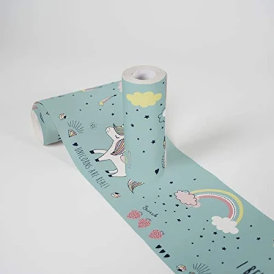 Imagen de Lovely Kids Cenefas Adhesivas Para Los Niños Sweet Unicorn 5.00 m x 0.155 Turquesa Rosa Amarillo Fabricado en Alemania de A.S. Création 403746
