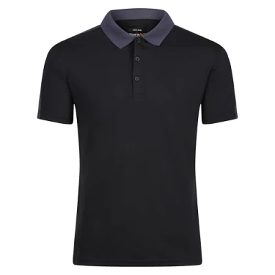 Imagen de Regatta Contrast Quick Wicking Button Neck Polo Shirt T Shirts/Polos/Vests, Hombre, Black/Seal Grey, M