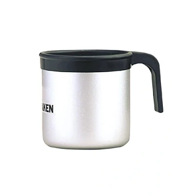Imagen de Laken 8.41254E+12 Taza de Aluminio con Borde Plástico Negro y Asa 0,4L, Gris Claro, 1 Unidad (Paquete 1)