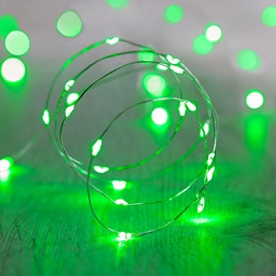 Imagen de Lights4fun 5 x 20 LED alambre micro cadena de luz verde funciona con pilas