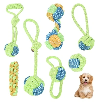 Imagen de 7 Pcs Juguetes para Cachorros: Perros Cachorros, Juguete Interactivo Perro Indestructible,Juguetes pequeños Morder