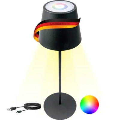 Imagen de SCHWAIGER OTL200 013 Lámpara de mesa Luz noche LED jardín pie RGB Táctil Batería regulable blanco cálido Interior y exterior IP44 negro