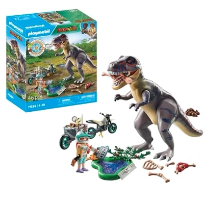 Imagen de PLAYMOBIL Dinos 71524 T Rex y rastreador, emocionante búsqueda del Tyrannosaurus Rex, con Motocicleta, cámara Verdaderos Huesos de Dinosaurio, detallados Juguetes para niños a Partir 4 años