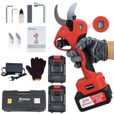 Imagen de OUTIGO Tijeras de Podar Eléctricas, con Baterías 2x3000mAh, Poda 40 mm Display, 800W Motor Brushless para Jardinería, Árboles Frutales, Viñedos
