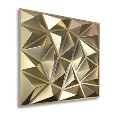 Imagen de paneles 3D de 50 x cm, PVC, pared, para sala juegos, techo, aspecto 3D, 40 unidades, 10 m², PVC D099, oro champán
