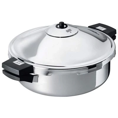 Imagen de Kuhn Rikon Duromatic Hotel, Olla a Presión Super Rápida con Asas 5 L./ 28 cm. Fondo nido de abeja, Express Apta para Inducción, Óptima Distribucion del Calor, Acero Inoxidable18/10